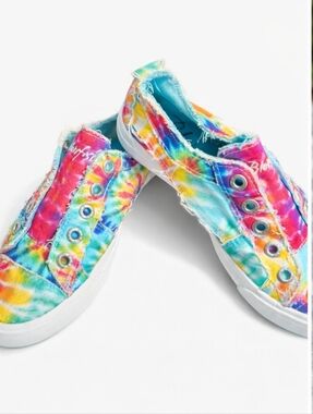 Blowfish Rainbow Tie-Dye Slip-On Sneakers | Festival, Summer, Casual | Size 8